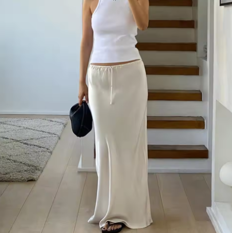 Satin like long skirt