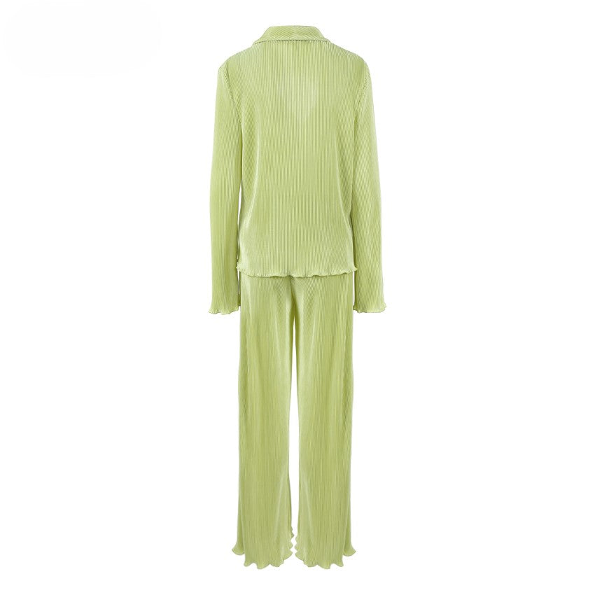 Lime green pleats setup