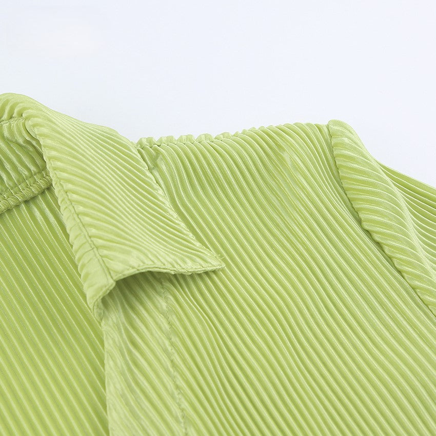 Lime green pleats setup