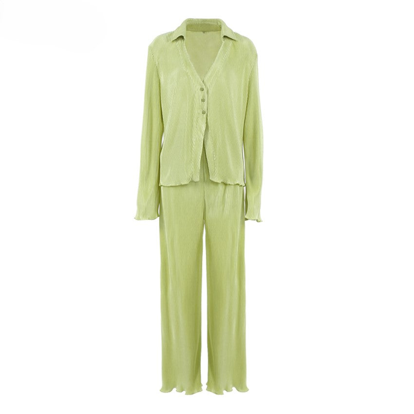 Lime green pleats setup