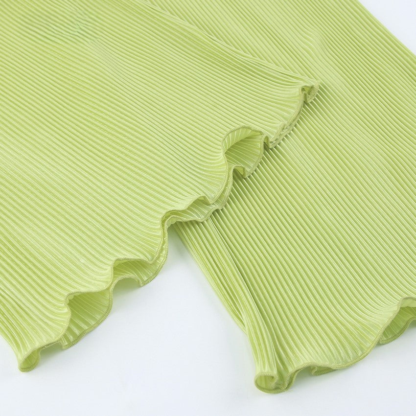 Lime green pleats setup