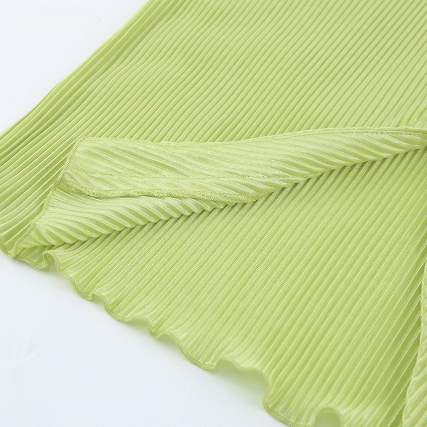 Lime green pleats setup