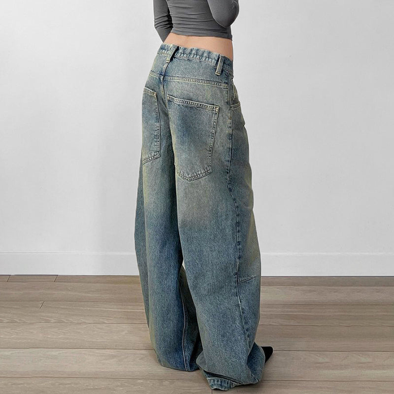 Dulled wide leg jeans