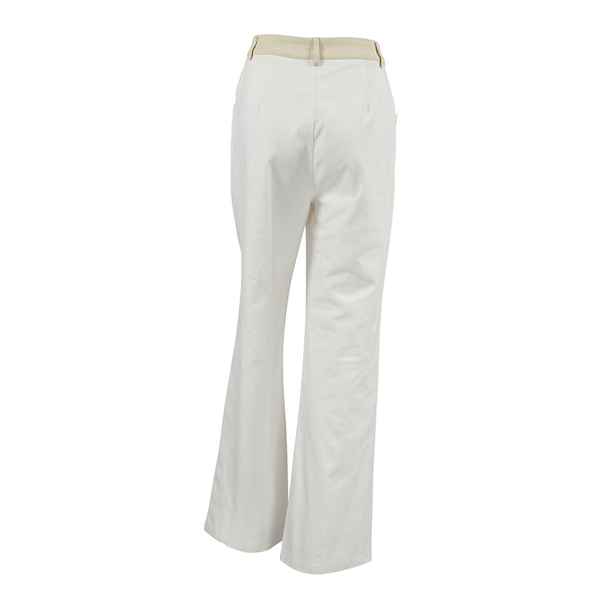 Yellow waisted white jeans