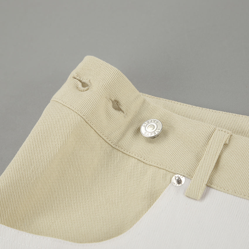 Yellow waisted white jeans