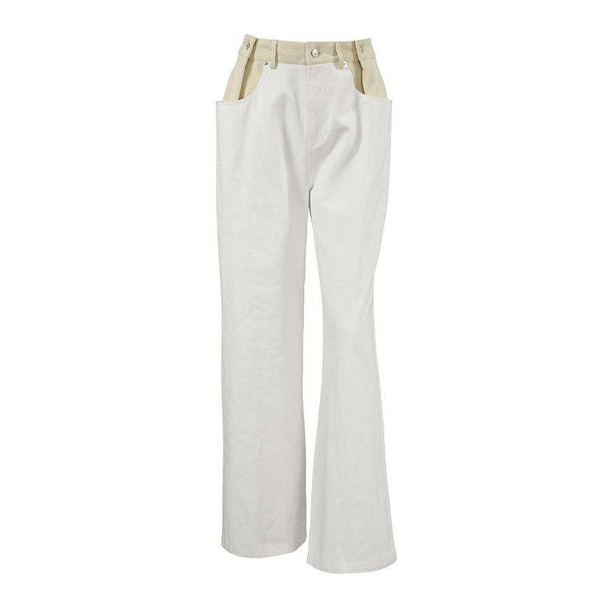 Yellow waisted white jeans