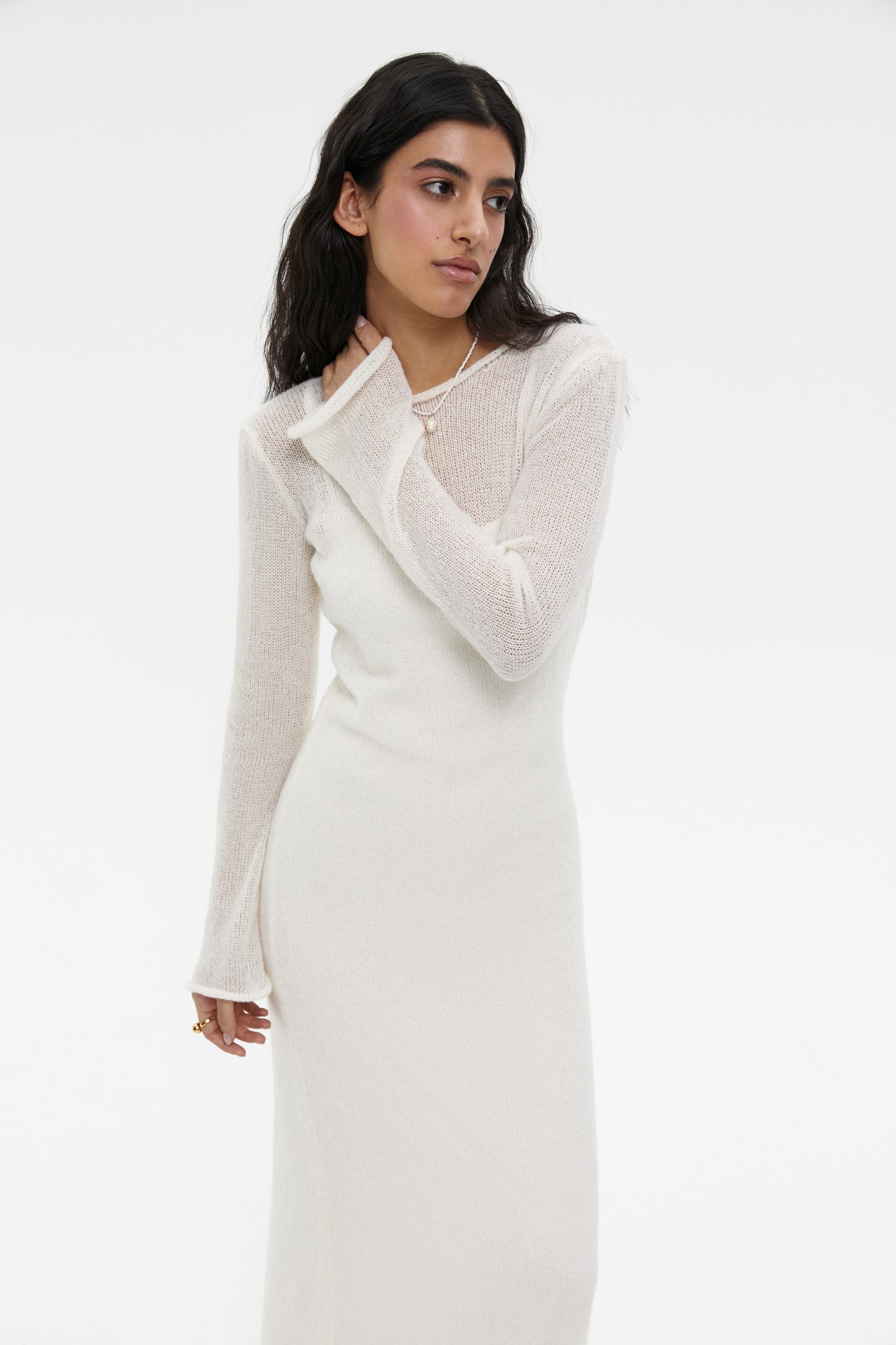 See-through knit onepiece