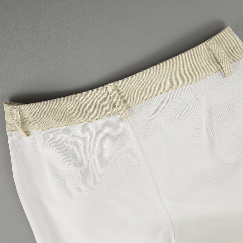 Yellow waisted white jeans