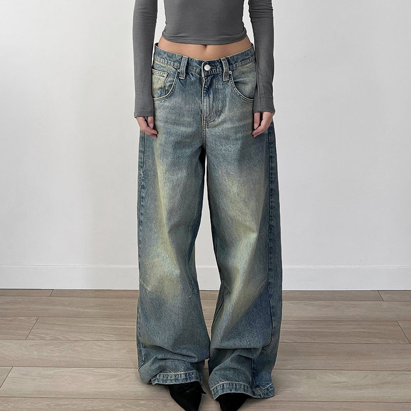 Dulled wide leg jeans