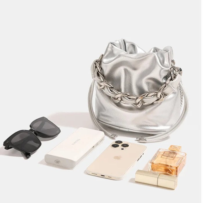 F-leather x chain cross body bag