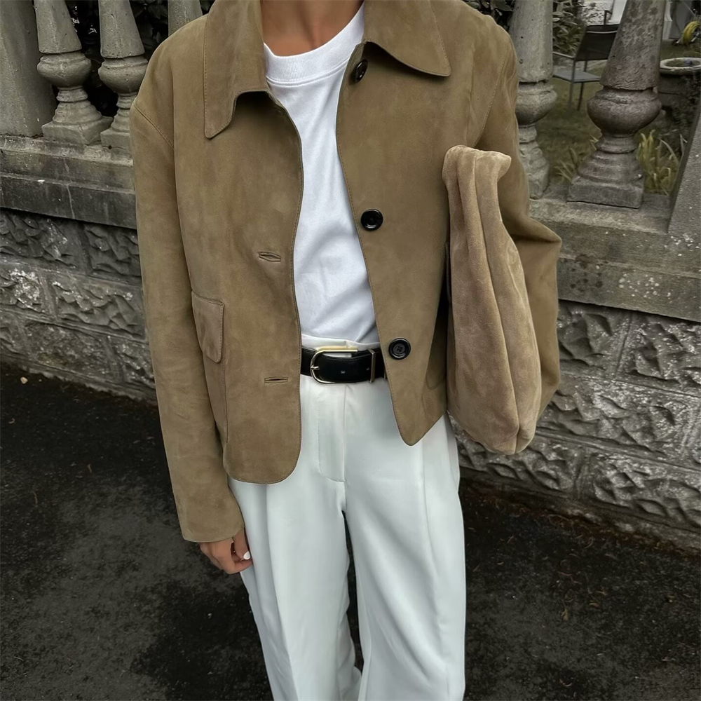 Suede like short jacket