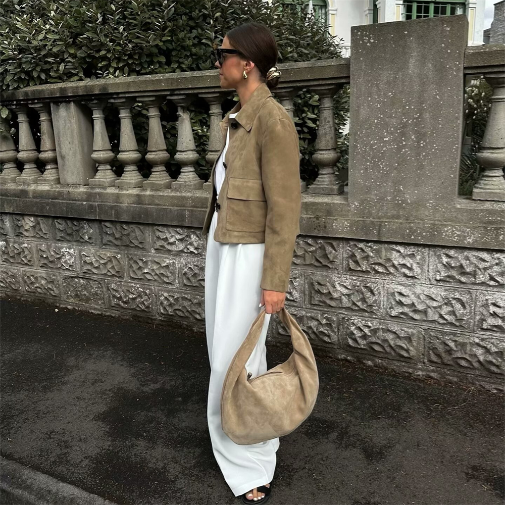 Suede like short jacket