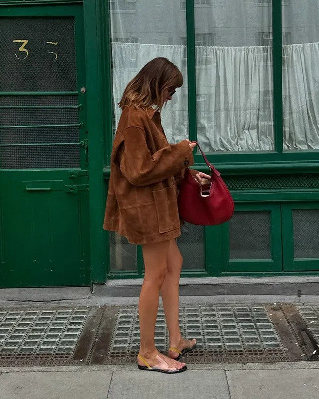 Wide width suede jacket