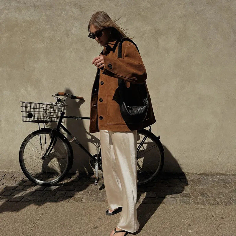 Wide width suede jacket