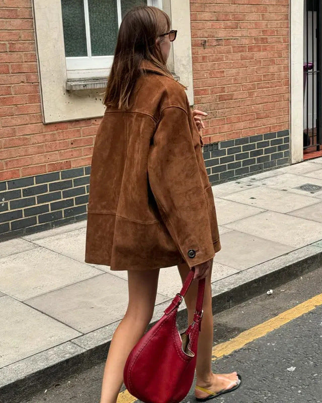 Wide width suede jacket