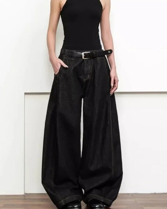 Black denim baggy jeans