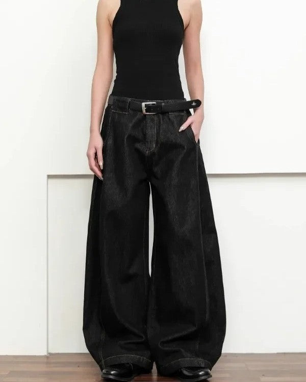 Black denim baggy jeans