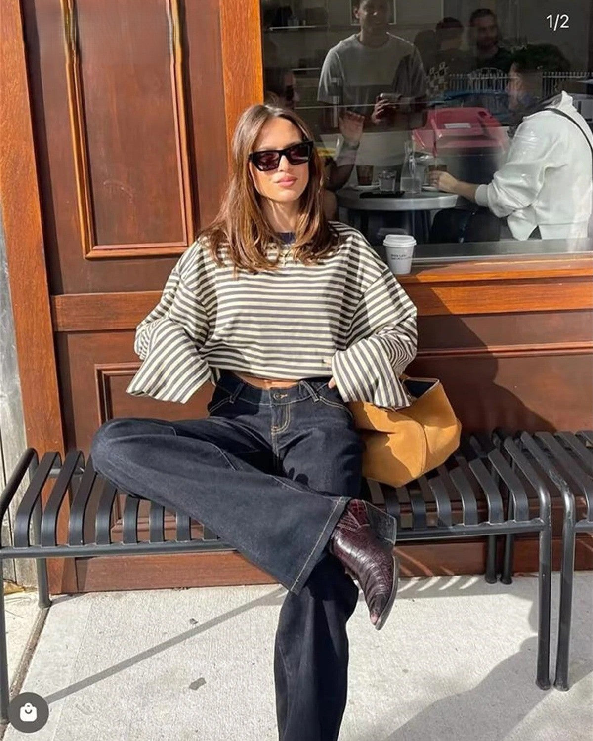 Loosy border long tee