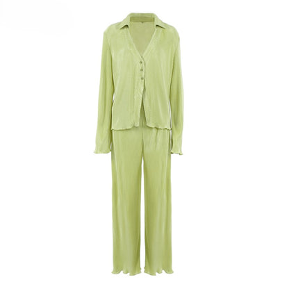 Lime green pleats setup