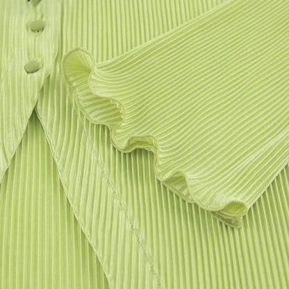 Lime green pleats setup