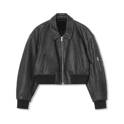 Vintage skin leather bomb jacket
