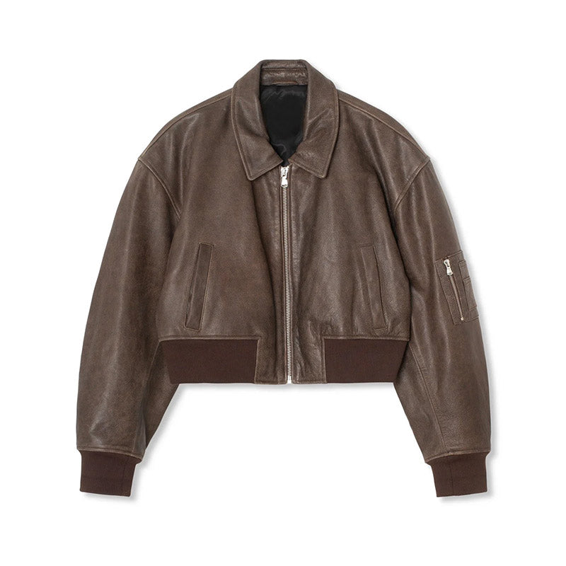 Vintage skin leather bomb jacket