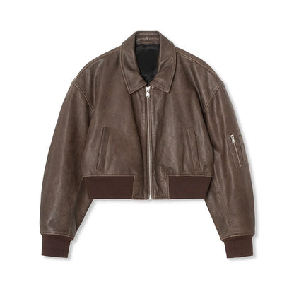 Vintage skin leather bomb jacket
