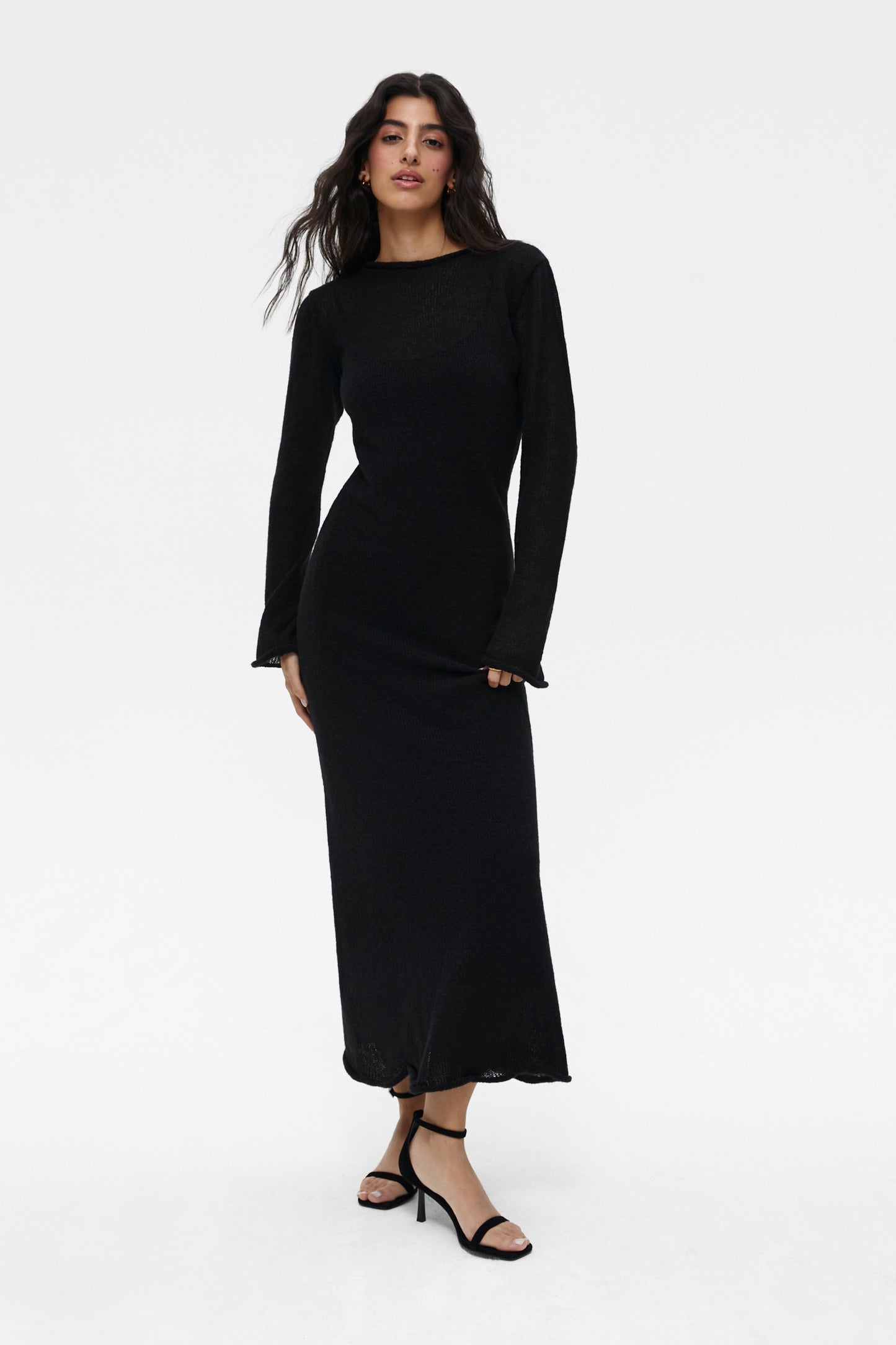 See-through knit onepiece