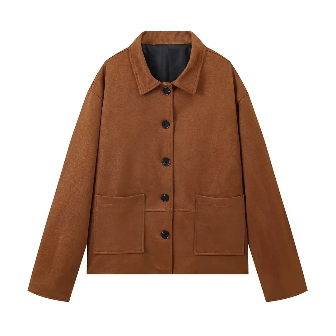 Wide width suede jacket