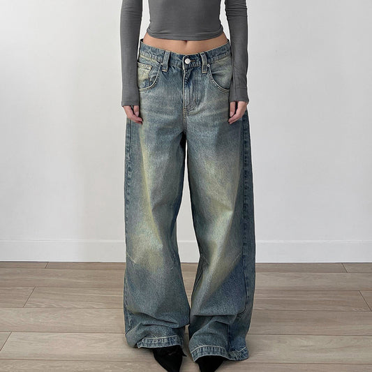 Dulled wide leg jeans