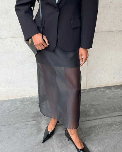 See through medi pencil skirt