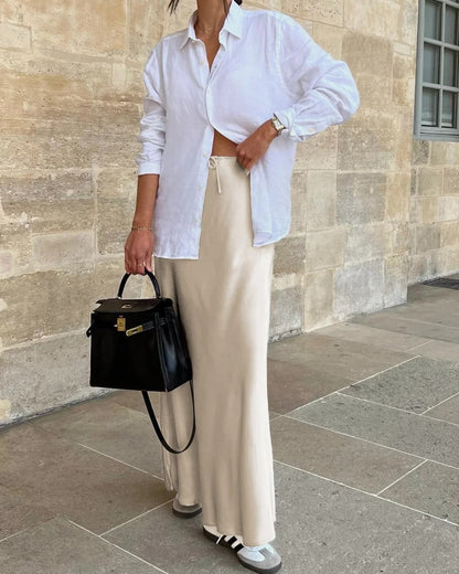 Satin like long skirt