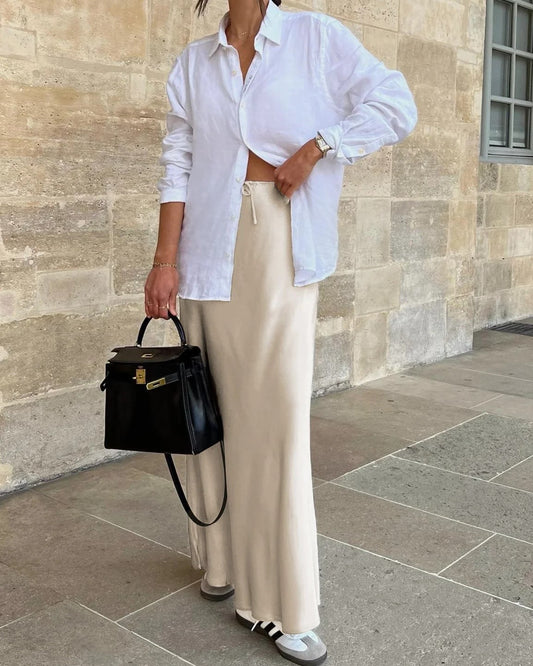 Satin like long skirt