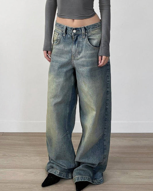 Dulled wide leg jeans