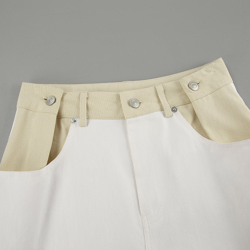 Yellow waisted white jeans