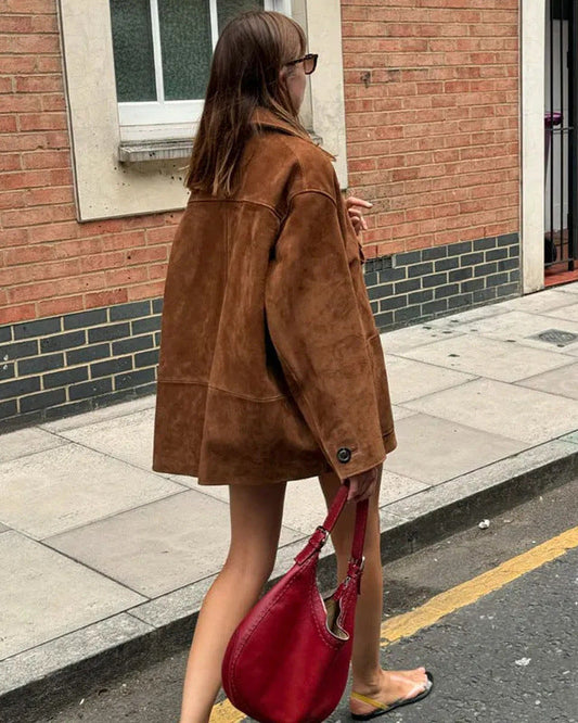 Wide width suede jacket