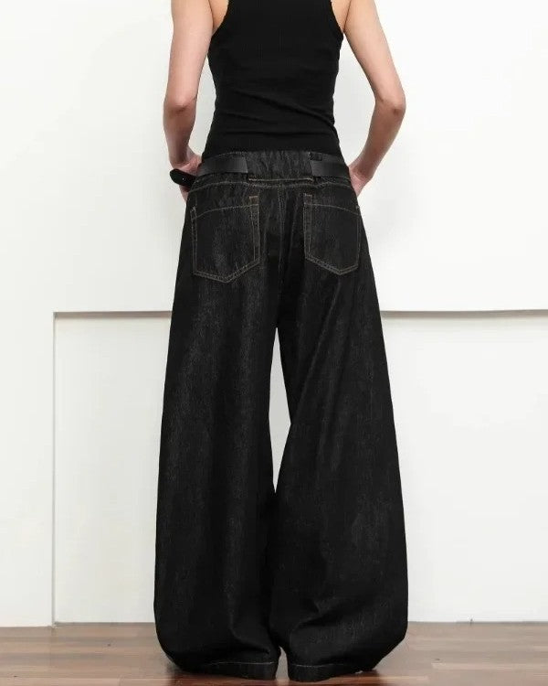 Black denim baggy jeans